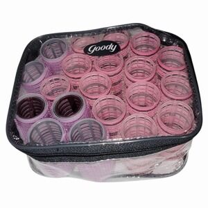 Vintage Goody Self Grip Hair Rollers Set w/ Clear Zipper Case Mixed Sizes